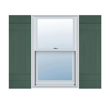 Ekena Millwork 14-in. W x 39-in. H Lifetime Vinyl, Four Board Joined, Board-n-Batten Shutters, Forest Green, PR LJ4S14X03900FG